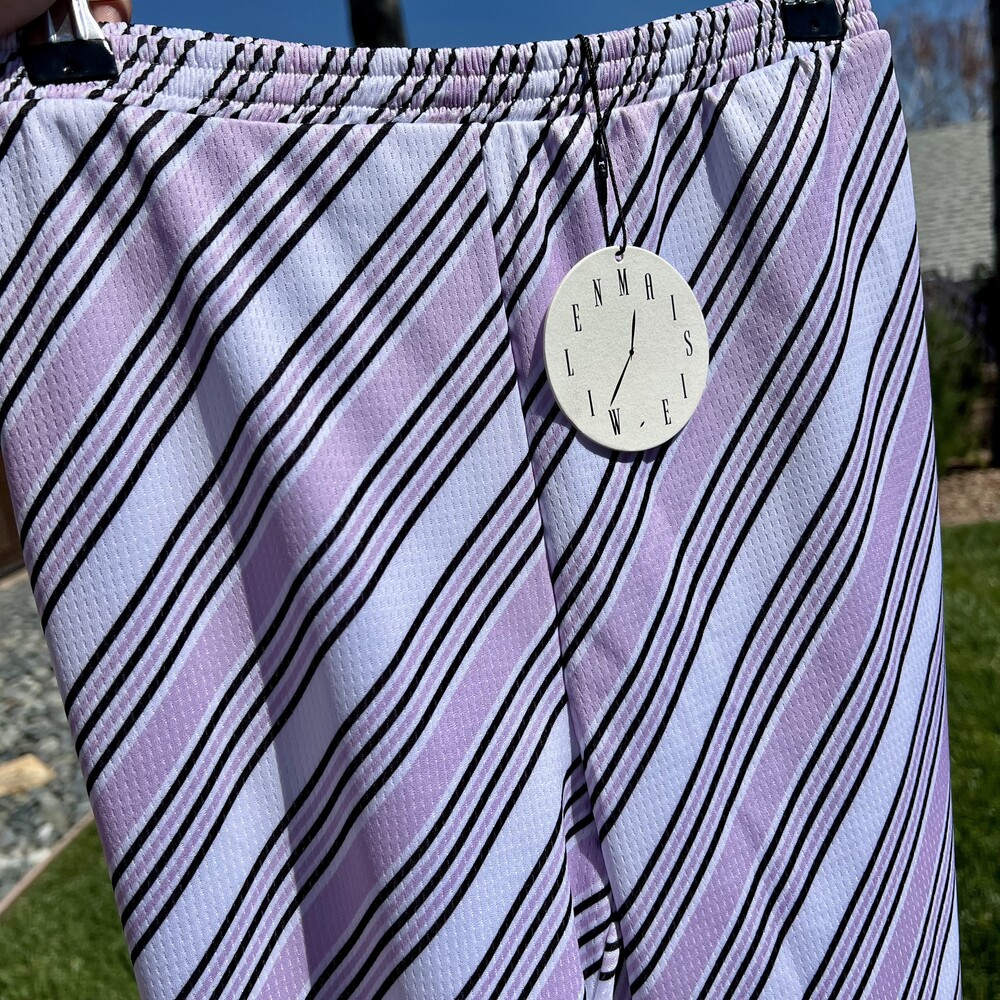 Maisie Wilen Contender Striped Jersey Flared Pants Lilac Size XS fits Small NWT - Picture 7 of 7